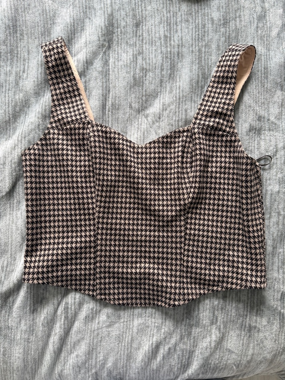 dolan Houndstooth corset top in Black and Cream